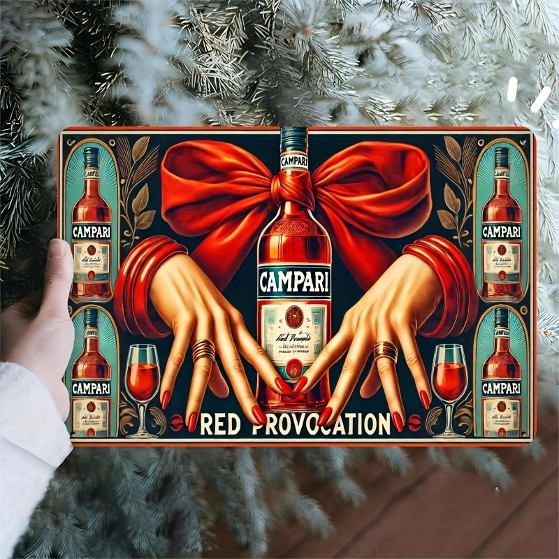 

Винтажная металлическая табличка CAMPARI Ретро-дизайн RedHanded с бабочкой и очками Декор для дома, бара, кафе, офиса E 20x30cm（7.8x11.8inch）