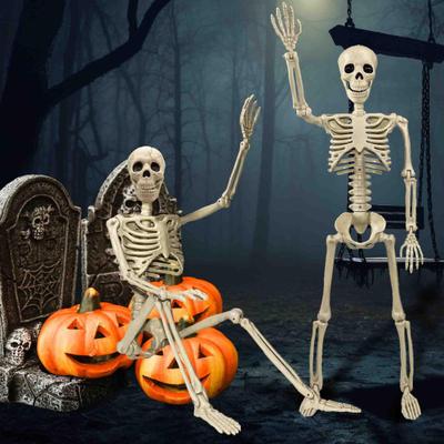 36" Halloweenske Polohovateľné Kostry Celotelový Plastový Model Ľudských Kostí s Pohyblivými Kĺbmi na Dvor Strašidelný Dom Vnútorná Vonkajšia Dekorácia