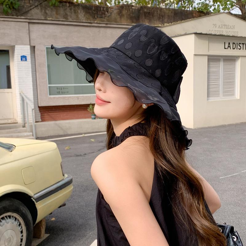 Summer Hat Women Breathable Lace Big Brim Sunshade Sunscreen Bucket Hat Summer Outdoor Versatile Show Small Face
