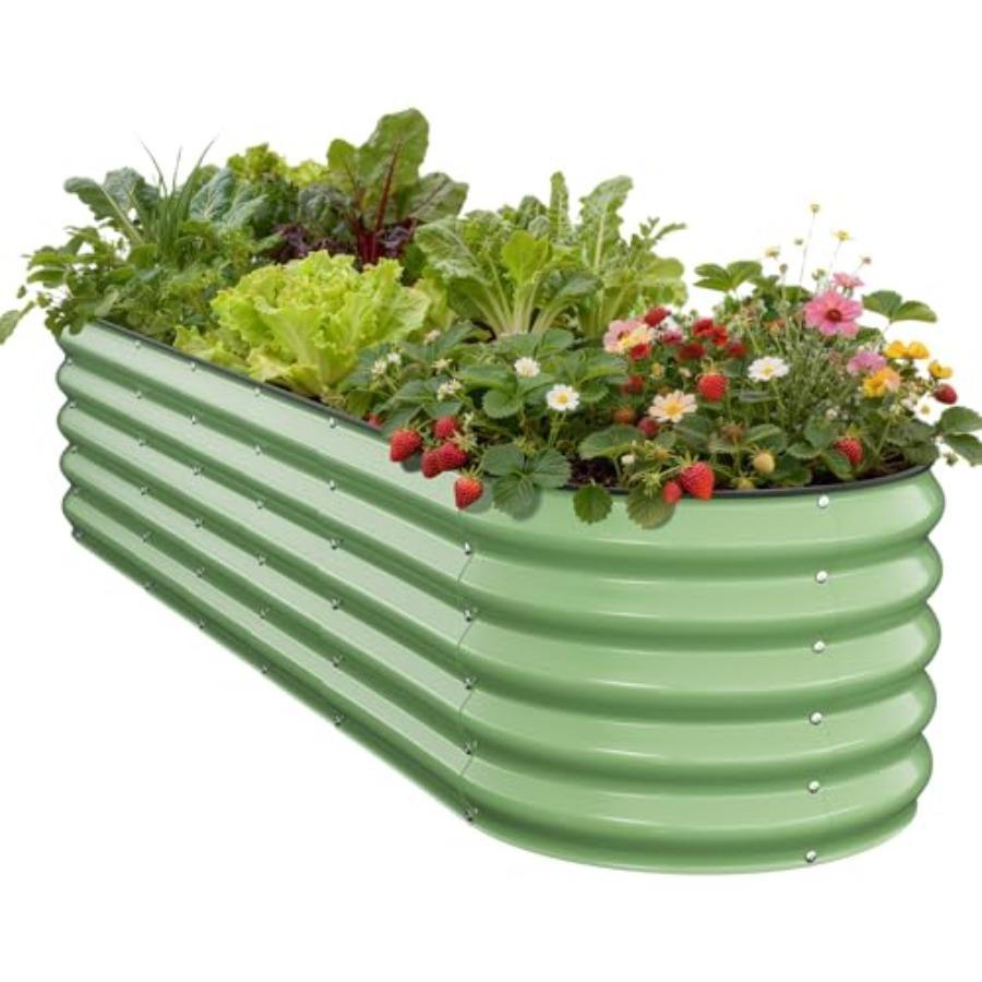 

Galvanized Raised Garden Bed 8x2x1.5 FT Oval Metal Outdoor Planter Box with Open Bottom Rust-Resistant Steel Garden Bed for Veg United States
