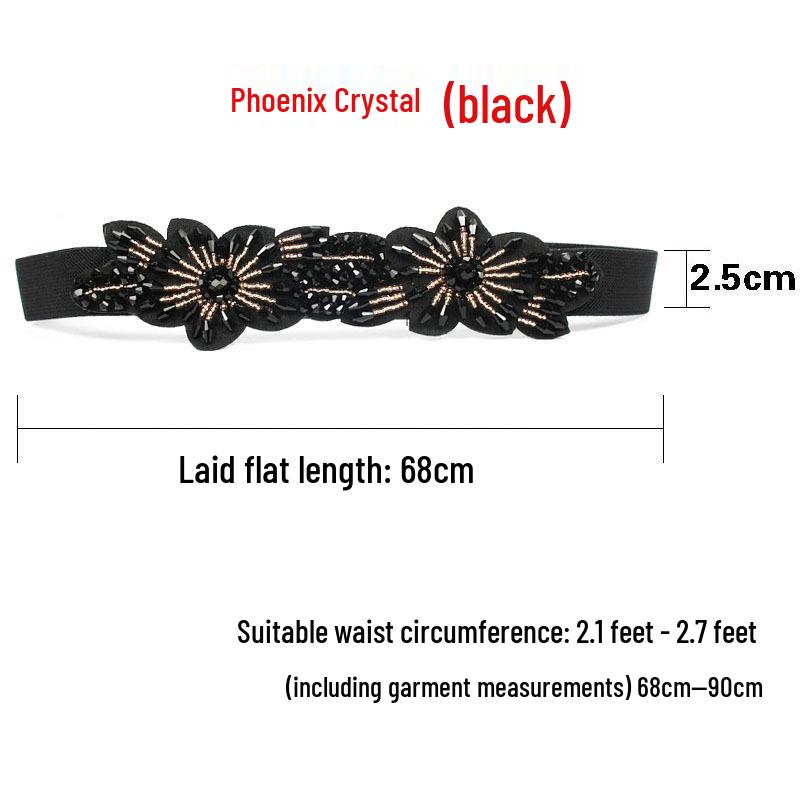 Women's Rhinestone Flower Elastic Waist Belt