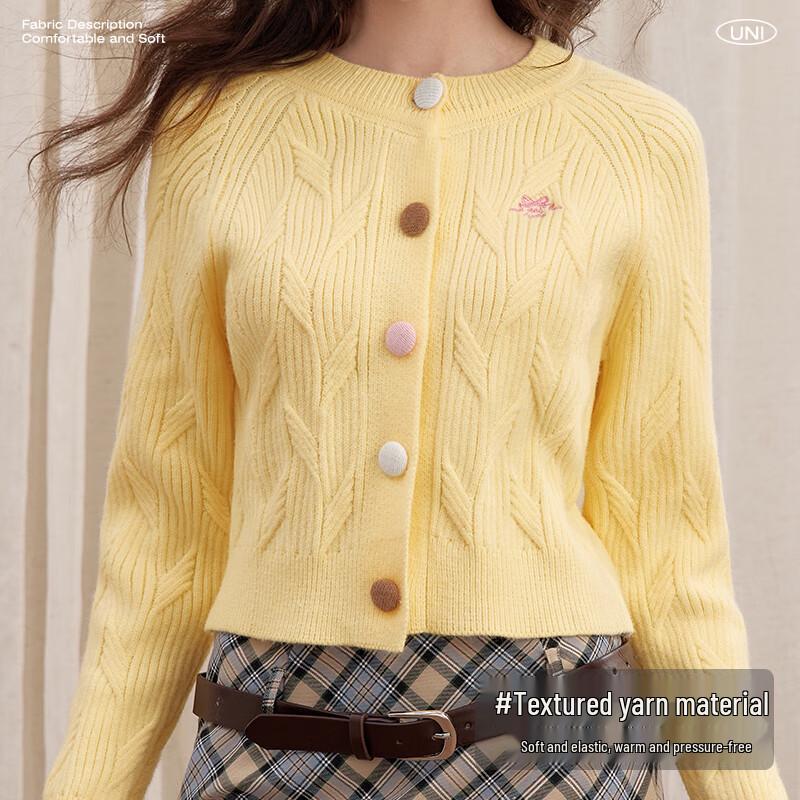 UNIFREE Sweet Bow Embroidered Short Knit Cardigan