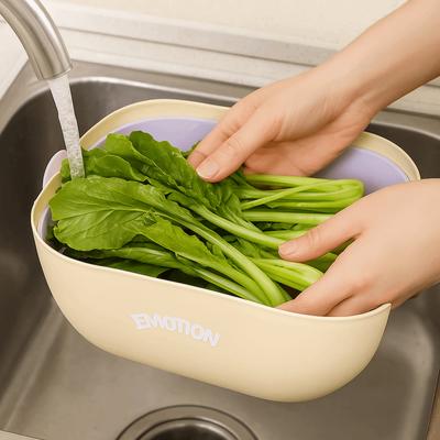 Panier d'égouttage grande capacité Panier de nettoyage de fruits en plastique à double couche Panier à légumes Dopamine pratique Lavage des légumes