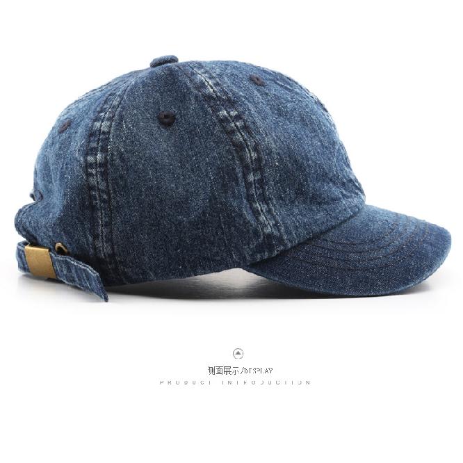 Short-brimmed, solid-color denim baseball cap for outdoor activities, travel, and sun protection for women