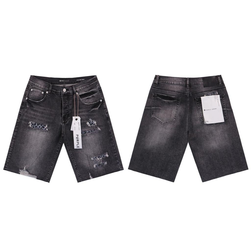 ZYLLO Trendy Streetwear Ripped Luxury Clothing Men's Denim Knee Length Shorts Summer Solid Distressed Jeans