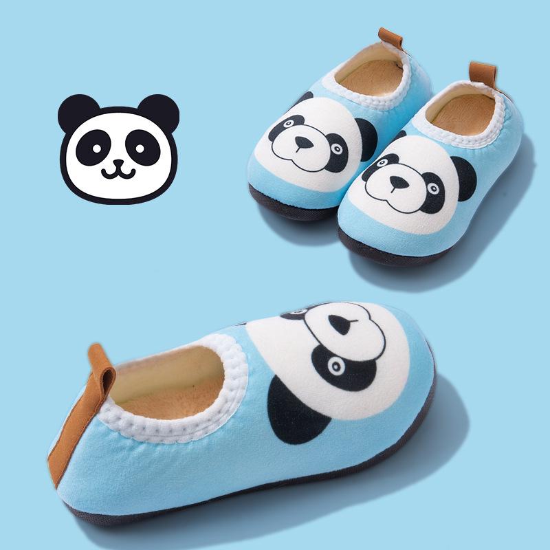 Kids' Non-Slip Velvet-Lined Cotton Slippers – Soft Sole Warm Shoes for Boys & Girls.