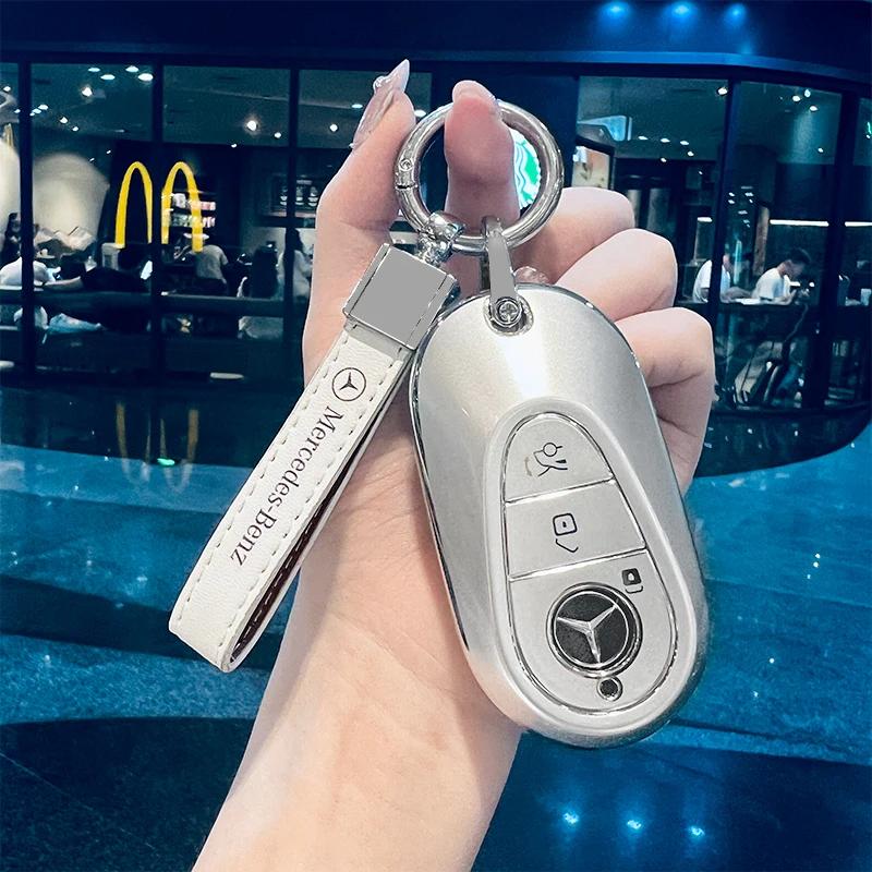 Car Key Case Cover for Mercedes Benz 2022 C S Class W206 W223 S350 C260 C300 S400 S450 S500 TPU Shell Fob Holder Protector Vv1