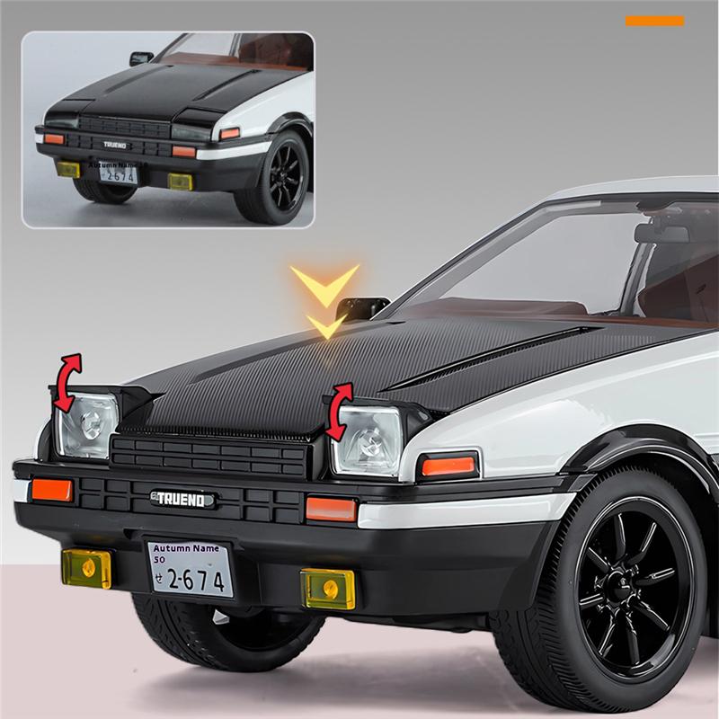 1:18 Movie Car Initial D Ae86 Alloy Sports Car Model Diecasts Metal Classic Racing Car Vehicles Model Sound Light Kids Toys Gift