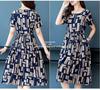 Women's Trendy Summer Slim-Fit Printed Dress - Short-Sleeve Waist-Length Mid-Length Skirt, Plus Size