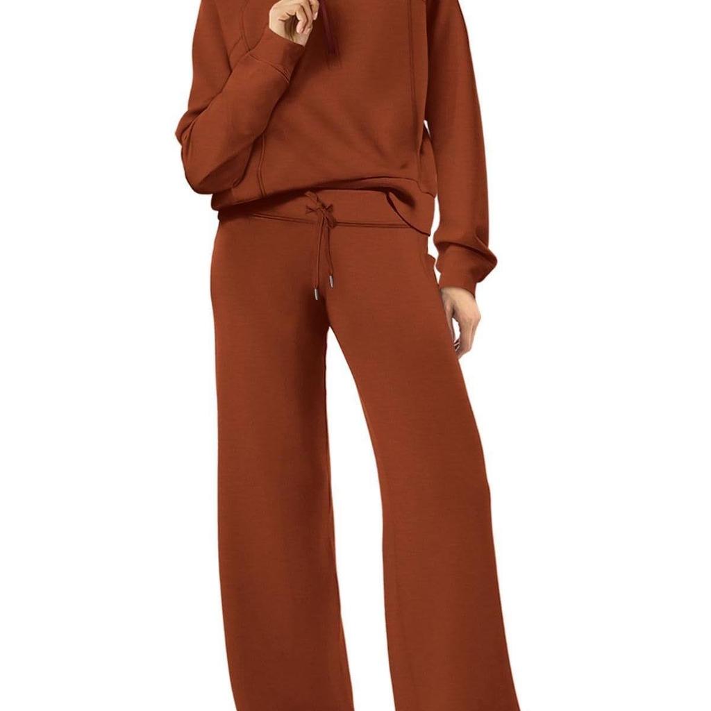 Autumn/Winter Casual Sports Set: Zipper Sweatshirt & Wide Leg Pants
