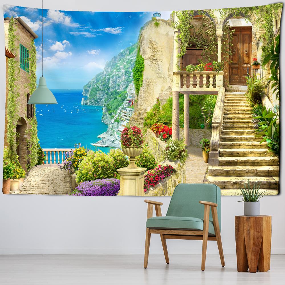 

Архитектурный Iandscape гобелен настенный простой ретро богемный печатный полиэстер украшение для спальни 200x150CM