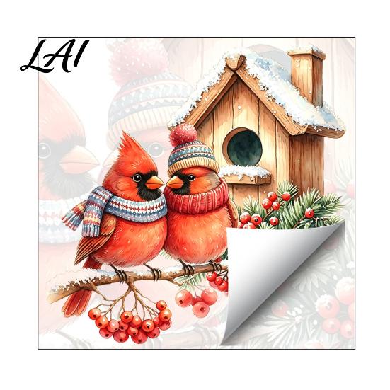 Bird Wall Decals Christmas Sticker Watercolor PVC Decal Waterproof Winter Decorative Theme Window Cling for Glass Doors And Storefronts Festive Door