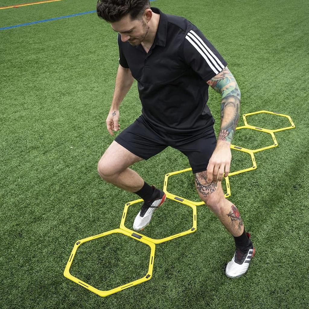 Hex Agility Rings Set Speed Training Ladder Exercising Hurdles Multi Supplies Folding Fitness Football Training Ladder