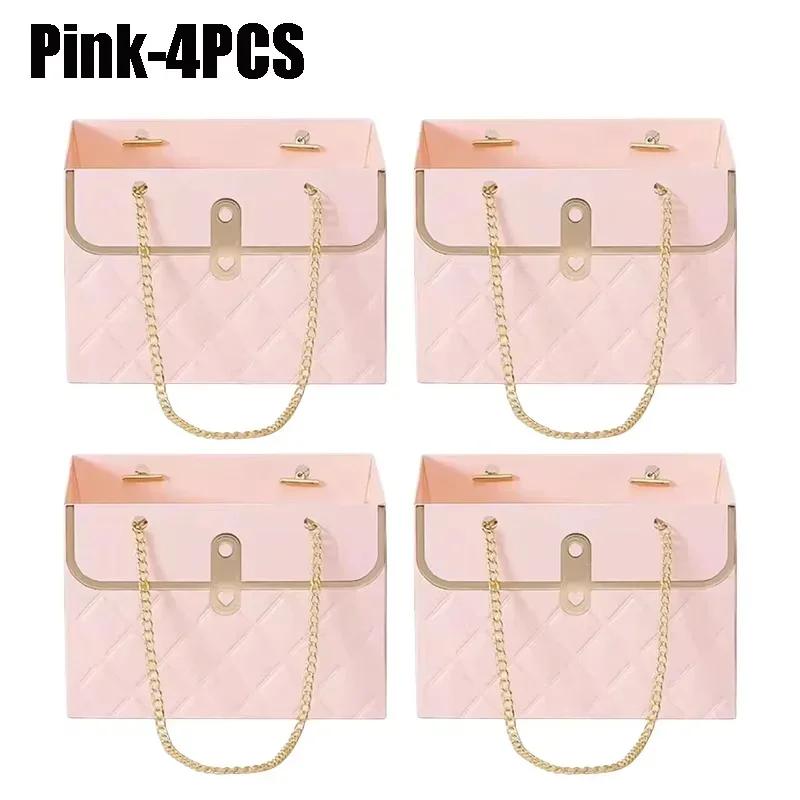 Flower Bags for Bouquets Small Flower Boxes for Arrangements with Metal Chain Cute Purse Paper Gift Box Floral Packing Tote Bags