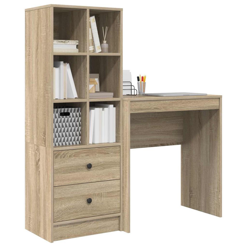 Desk with Drawers and Shelf 2 pcs Sonoma Oak