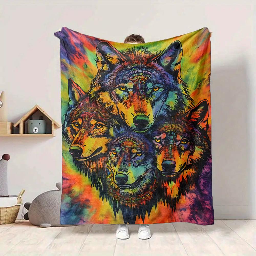 1PC Wolf Tapestry Blanket, Throw For Sofa, Bed, Travel, Camping, Livingroom, And Bed, Printing Blanket With Soft And Warm Fabric yy250918200