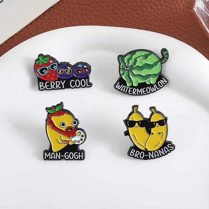 BERRY COOL Enamel Pins Custom Strawberry Watermelon Mango Banana Brooches Lapel Badges Clothes Funny Jewelry Gift for Friends