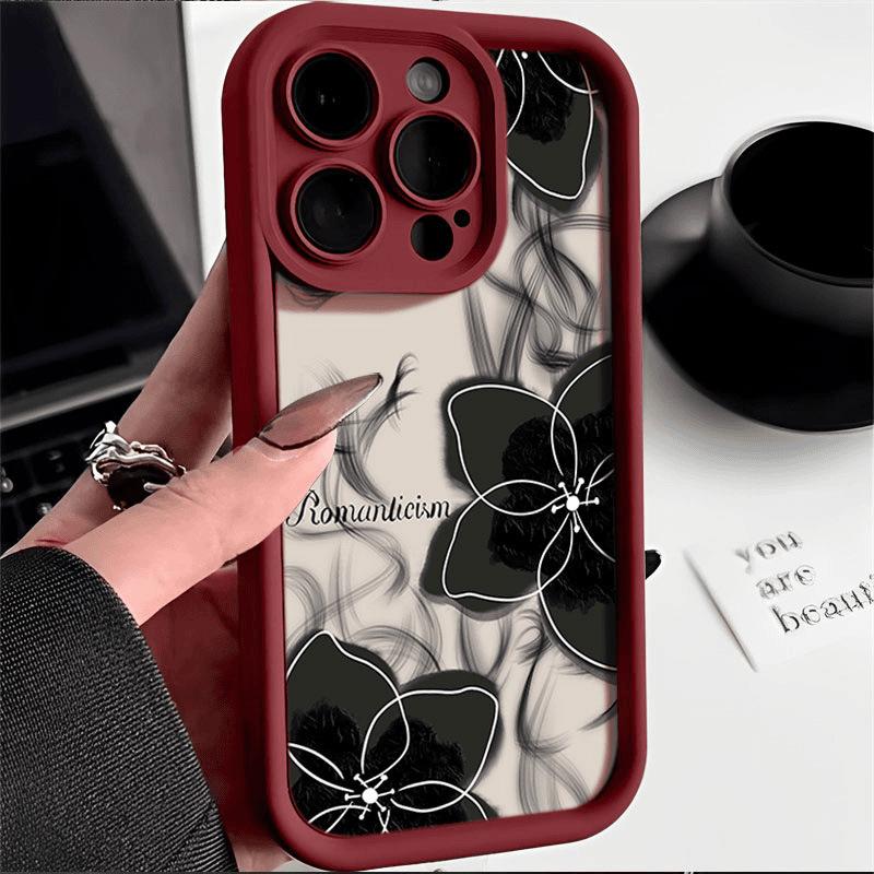 INS Style Dark Flowers Suitable for Apple 16pro Mobile Phone Case New IPhone15promax 13 Personality 14