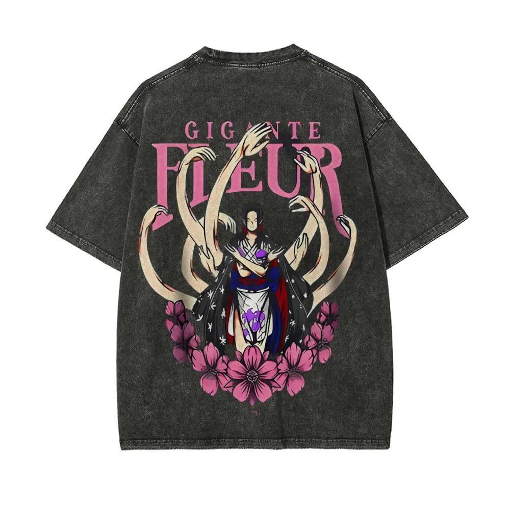 

One Piece Animation Printed Tshirt Mens and Womens Washed Tshirt High Quality Vintage Cotton Tshirt Harajuku YK Tops L