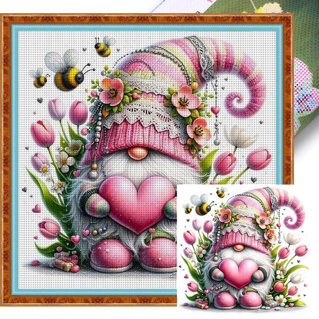 Full Embroidery Cotton Thread 11CT Printed Gnome Cross Stitch Kit Art