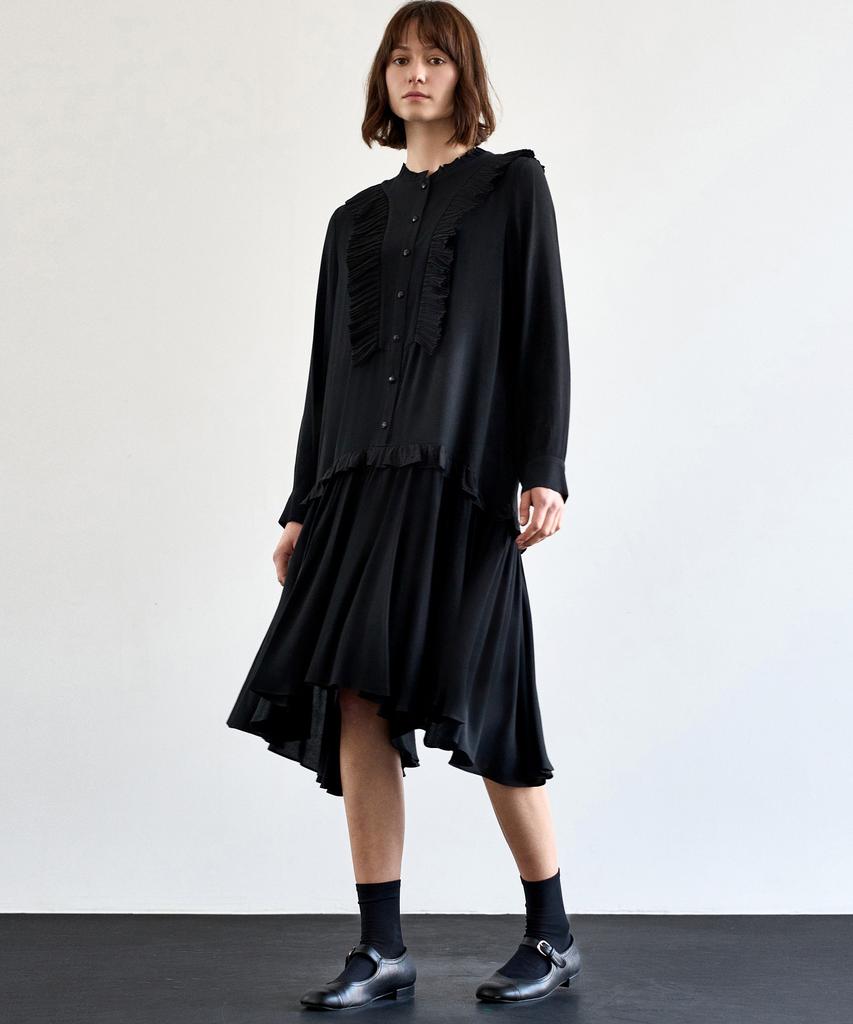 MITTE Pleats Collor Shirring Dress_Bk