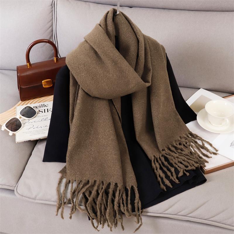 New Winter Scarf For Women Long Warm Cashmere Scarves Hijab Solid Lady Shawl Wrap Female Pashmina Bandana Head Scarfs