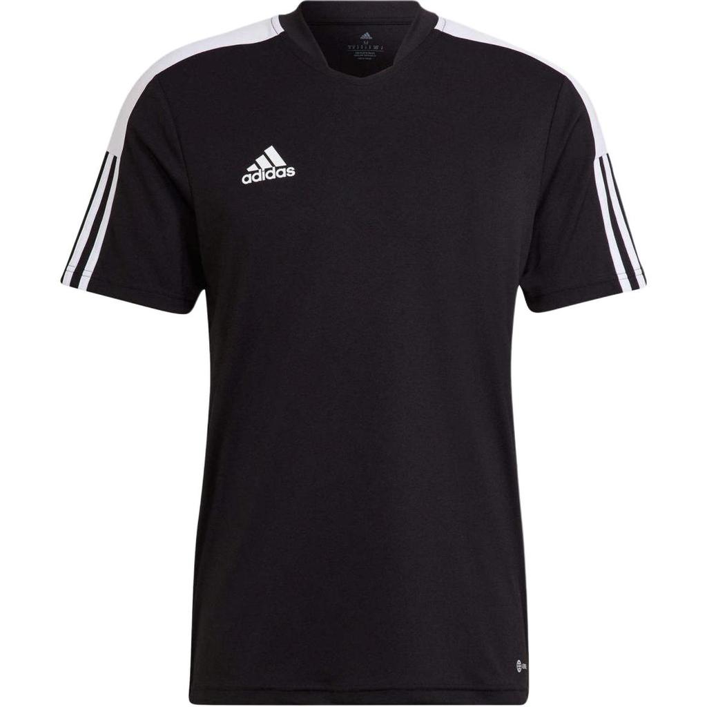 Adidas Striped Brand Logo Crew Neck Soccer Jersey Men Tops Black H60006