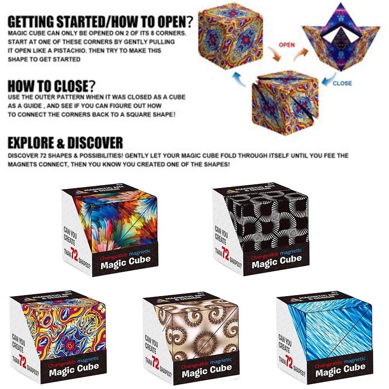 Children's 3d Magnetic Geometric Cube Puzzle Toy Transformable And Interactive
