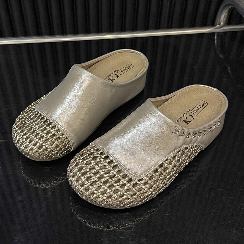 French bag head half slippers women's summer 2025 new versatile lazy one pedal casual skirt Roman shoes