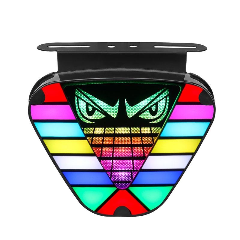 RGB Brake Lights Dynamic Colorful Demon Eye Triangle Rear Lamp 12V 24V for Car Motorcycle Truck Warning Light Flowing Tail Light