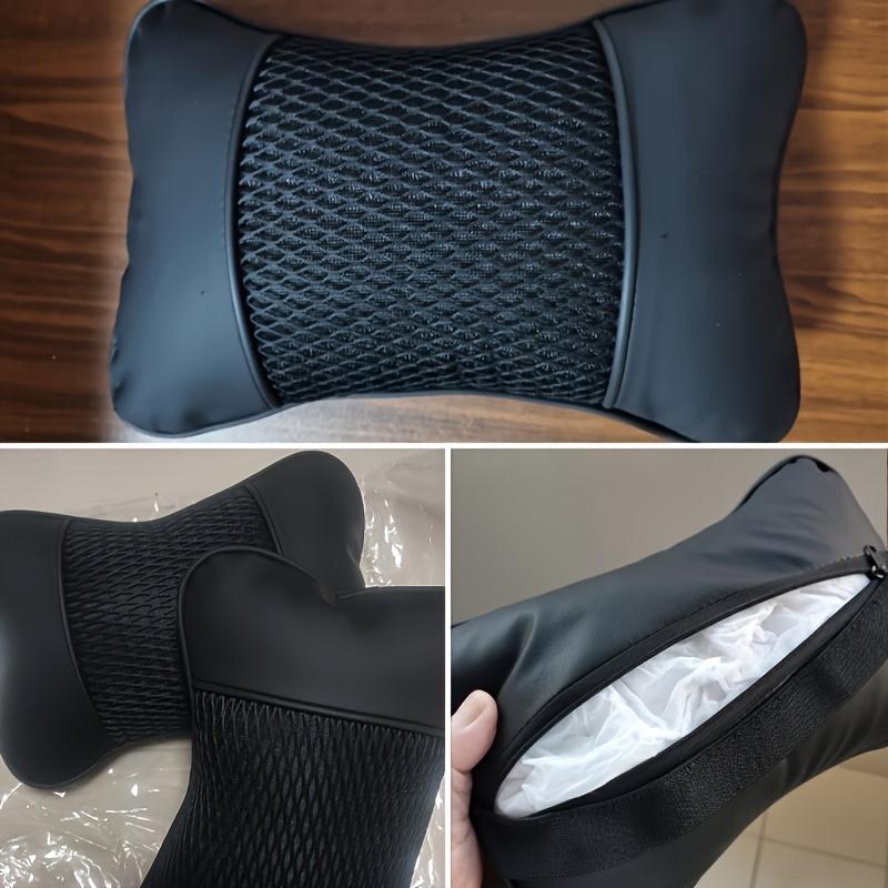 Car Neck Pillow, PU Leather & Mesh Breathable Headrest, Soft Memory Foam Cervical Support Cushion, Auto Interior Accessories