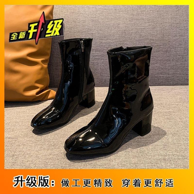 Versatile-Size Large Size Skinny Boots Wear Winter New Soft Leather and Ankle Boots Pink Short Boots Women