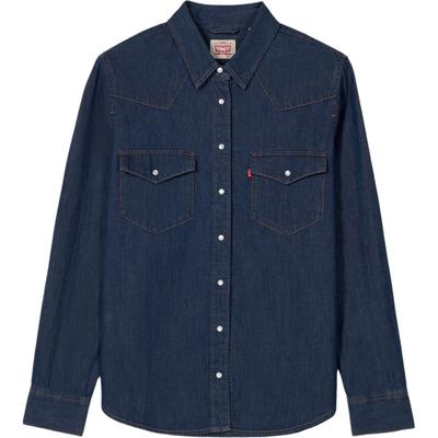 Levis Einfarbige Einreihige Hemdbluse mit Spitzkragen Langarm Damenhemden Dunkelblau 86832-0017