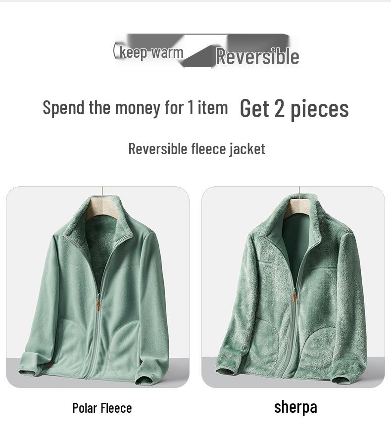 Reversible Polar Fleece Jacket: Thermal Winter Coat for Men & Women
