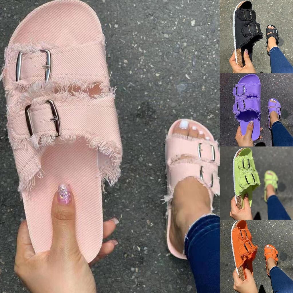 Women's Roman Shoes Solid Color Flat Flip-flop Beach Shoes Plus Size Sandals