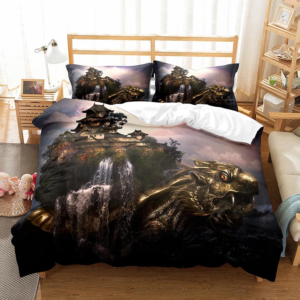Fierce Fire Breathing Dragon Theme Duvet Cover For Women Men Children Teens For Bedroom Decorations Red Black Queen King Size