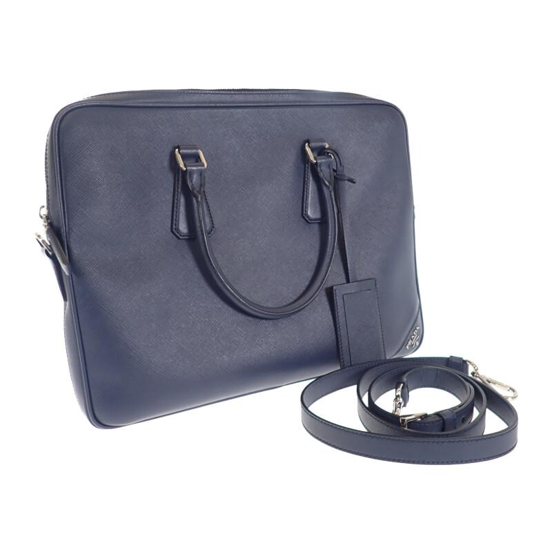 

PRADA 2VE3689Z2F0216 Briefcase Navy Safiano mens