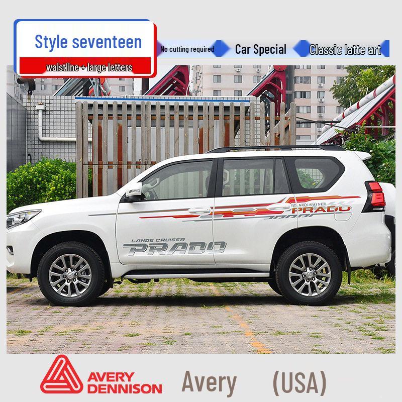 Toyota Prado 10-22 Models Car Body Color Stripe Decal Waistline Sticker.