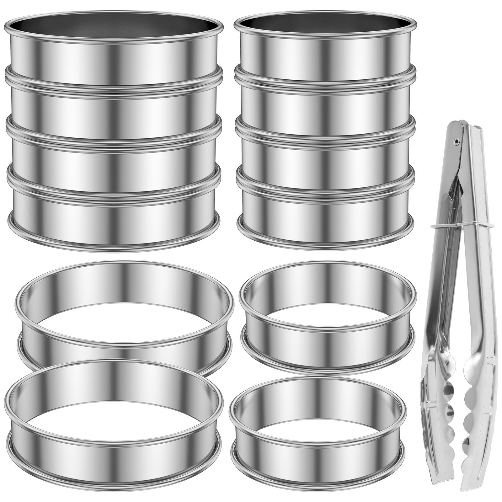 

12Pcs English Muffin Rings 304 Stainless Steel Crumpet Rings Nonstick Tart Rings Double Rolled Muffin Tart Rings Crumpet Ring