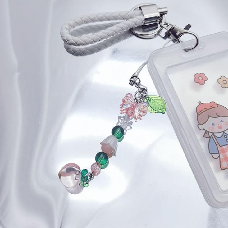 Flower Phone Accessory Peach Phone Lanyard Star Bag Pendant Beads Pendant Suitable for Parties and Casual Outfits