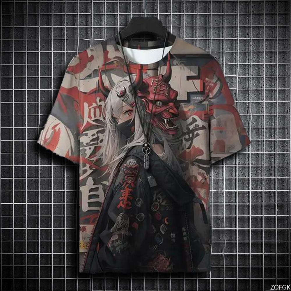 Summer Men's T-shirt Fashion Anime Tattoo Graphic Men's Streetwear Round Neck T-shirt Outdoor Casual Plus Size Tees Top Women Clothing