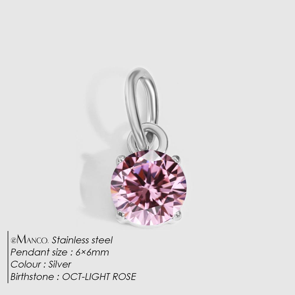 eManco DIY Jewelry Accessories: Stainless Steel Round Cubic Zirconia Pendant Necklace
