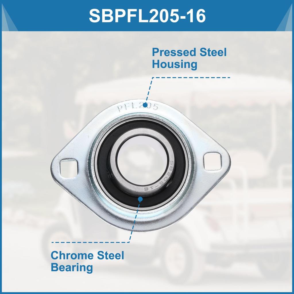 uxcell Pillow Block Bearings of Hole Steel Flange Mount Bearing with SBPFL205-16 (Set 2), 1-inch Diameter, Unit, Wrench.