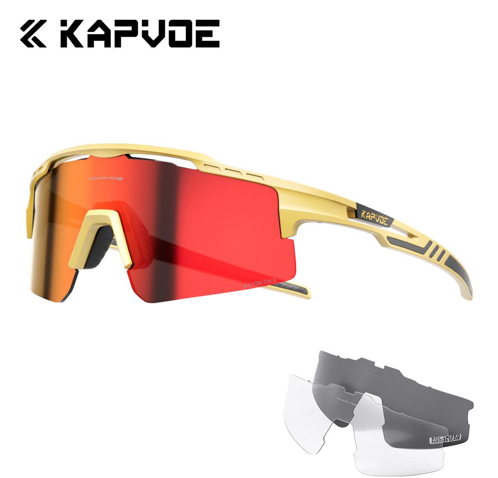 Kapvoe 3lens Sports Sunglasses Fashion Goggles Cycling Glasses MTB Riding Skating Sunglasses UV400 Man Woman Bike Eyewear