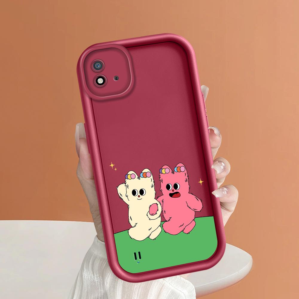 Soft Silicone Square Ladder Printing Pattern Phone Casing Full Cover Camera Shockproof Protection Rubber Case for OPPO Realme