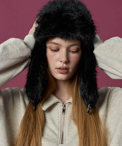 KOLEAT Winter Cold Wave Warm Fur Hat [Black] Trooper Earmuffs Ver.