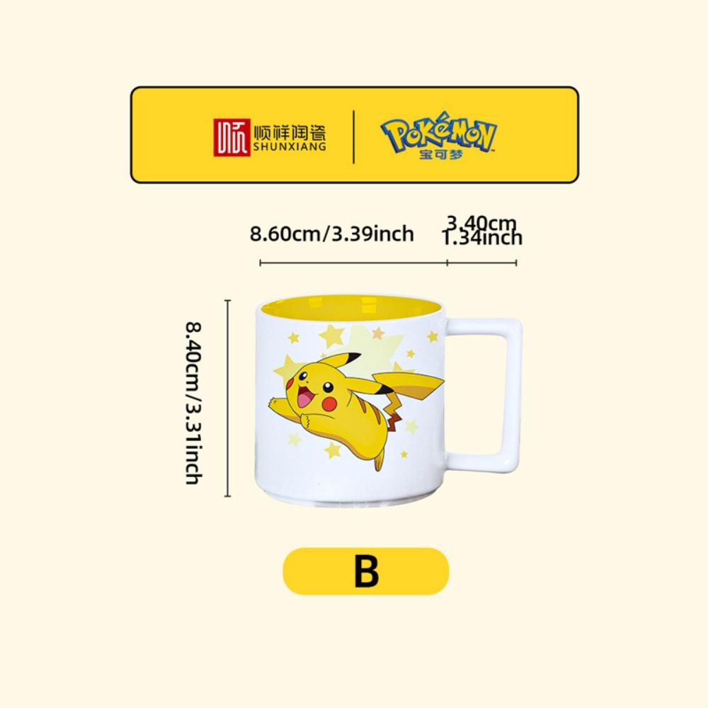 SHUNXIANG Pokémon Lizenzierte Pikachu Keramiktassen Milchbecher Niedlich Getränk Geschirr Kaffeetasse Geschenk Dessert Kawaii Trinkgefäße Küche