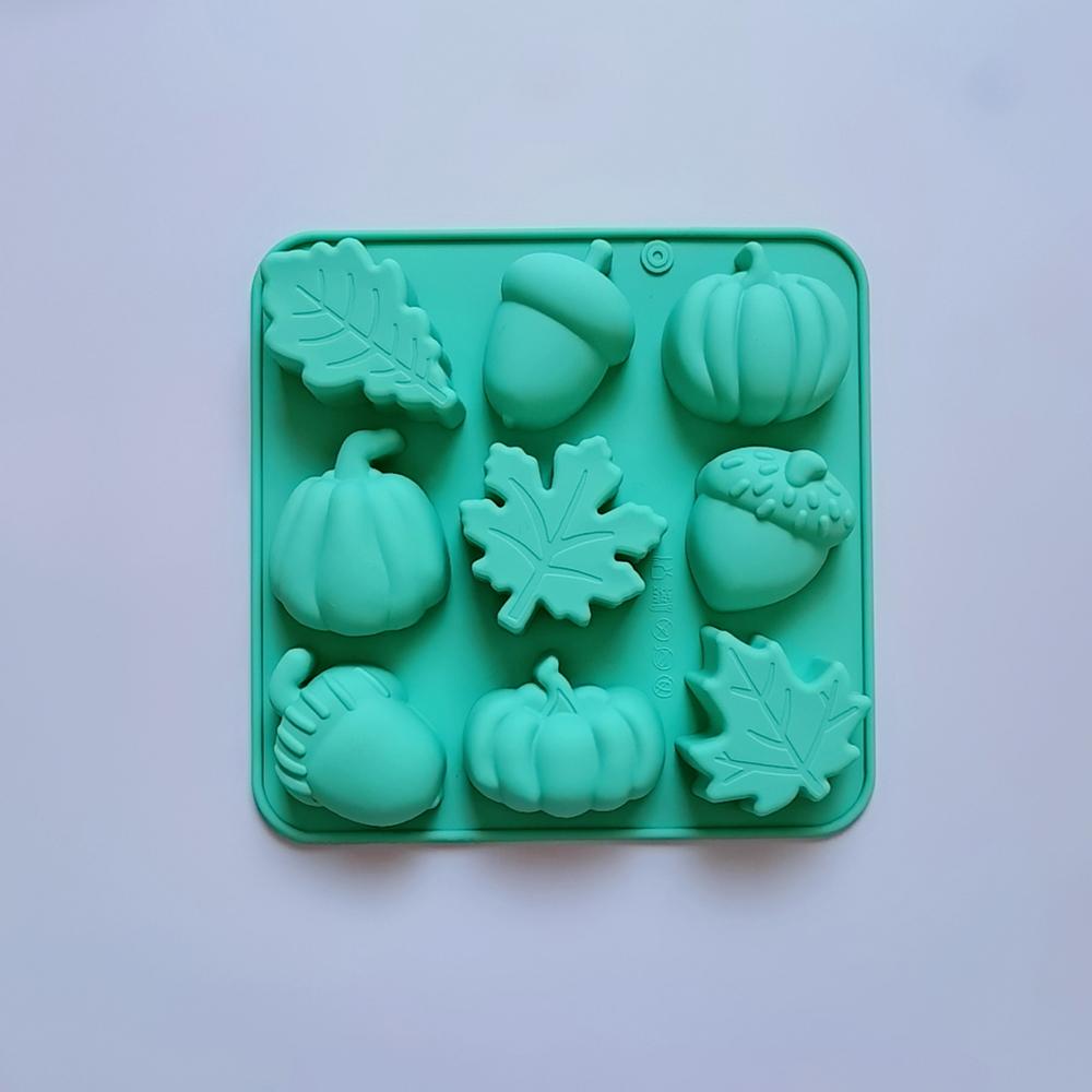 Silikonové formy s tématem Dne díkůvzdání 9 dutin dýně list žalud ovoce tvar forma na bonbony kreativní DIY čokoláda svíčka forma na ledové kostky