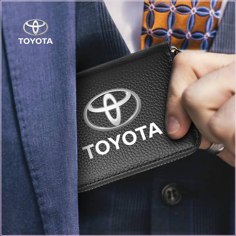 Wallet Driver License Business Card Holder Key Case for Toyota TRD GR Auris Rav4 Yaris Hilux Corolla Prius Avensis Emblem