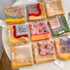 Women's Silk Scarf Fresh Breathable Retro Versatile Floral Cotton Linen Square Scarf Soft Artistic Decorative Small Silk Scarf